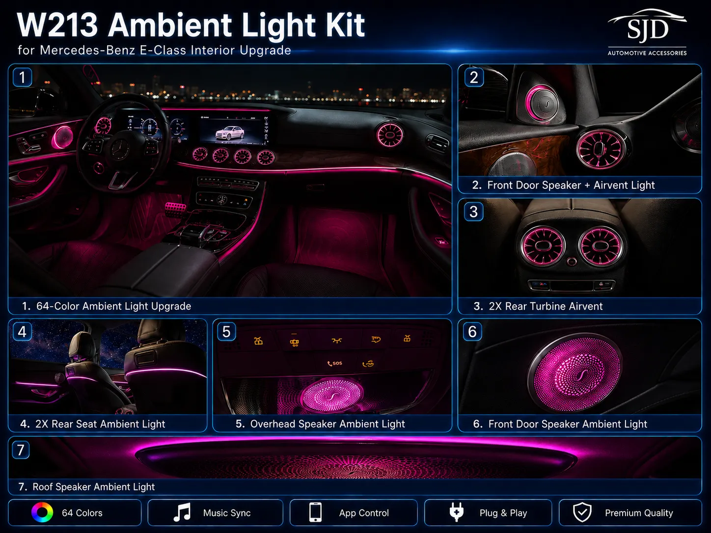 Interior Ambient Lighting Effect in Mercedes-Benz E-Class W213