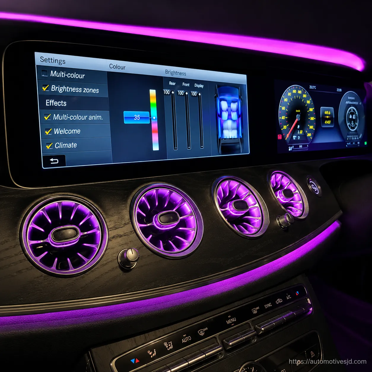 Dashboard Ambient Lighting Installed in Mercedes-Benz E-Class W213