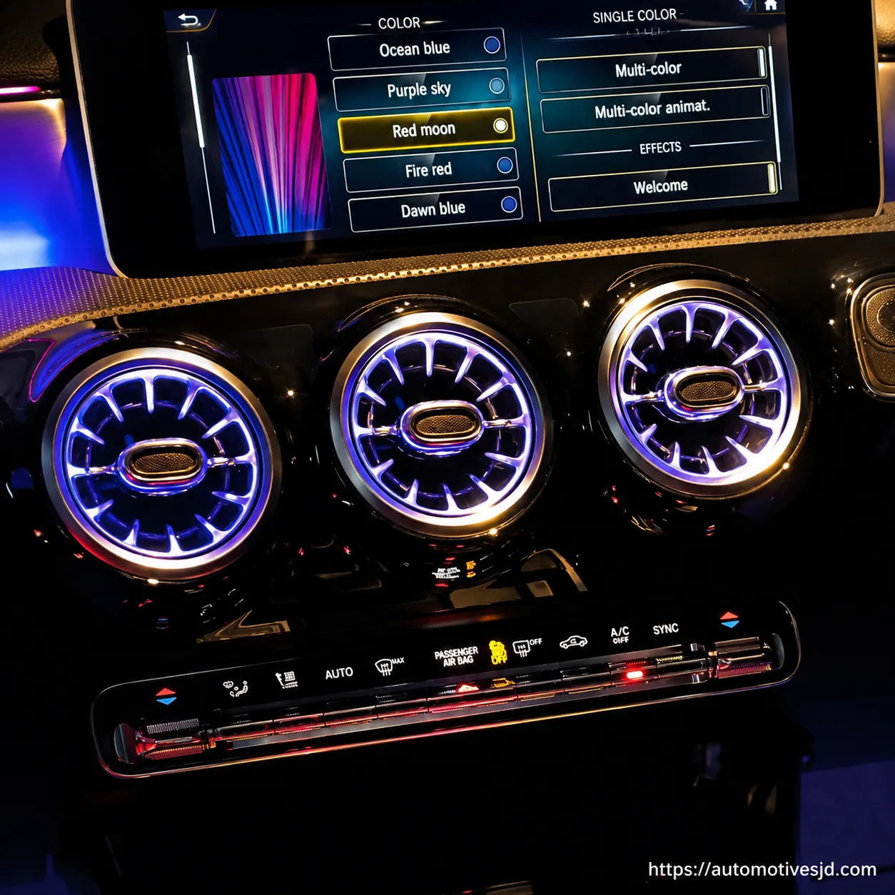 C118 CLA front air vent ambient lighting effect