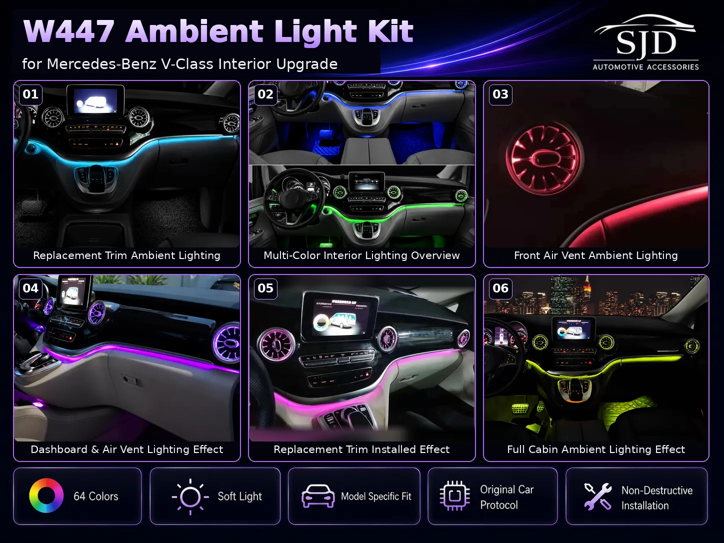 W447 V-Class interior ambient lighting overview