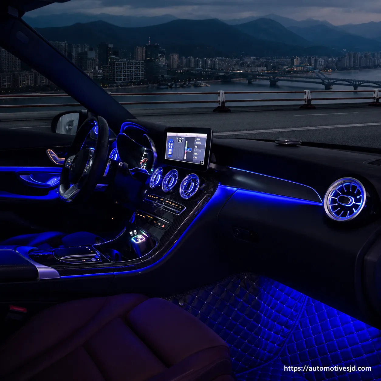 C205 C-Class Coupe blue interior ambient lighting effect