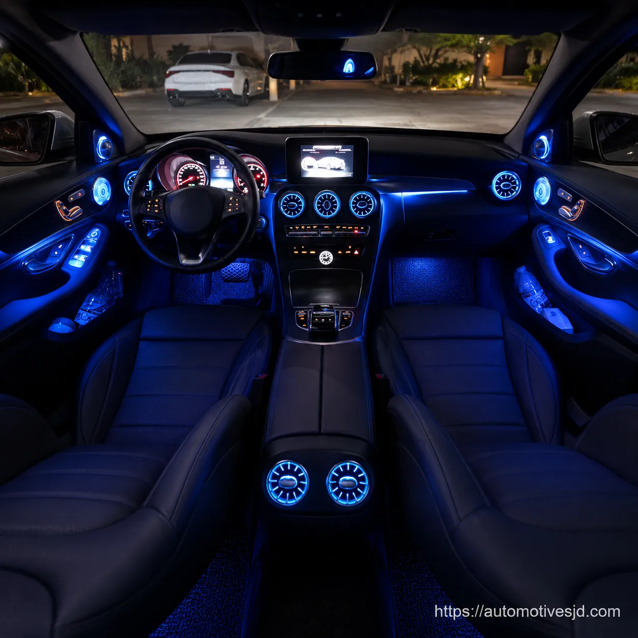 C205 C-Class Coupe blue interior ambient lighting effect