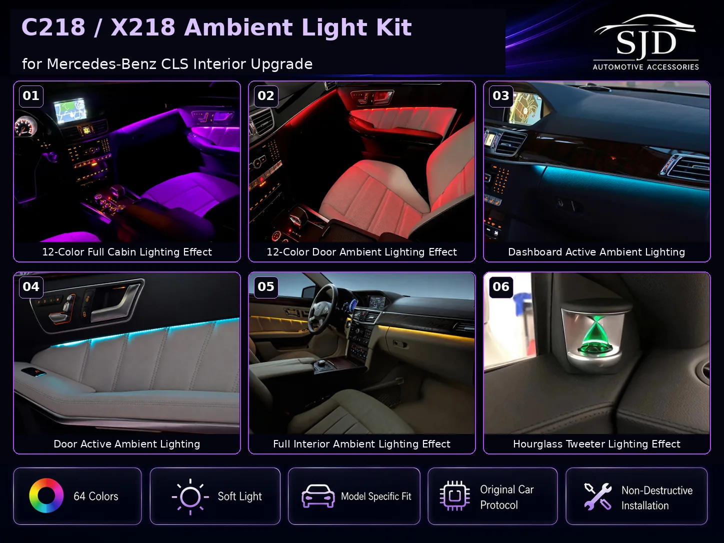 C218 / X218 CLS interior ambient lighting overview