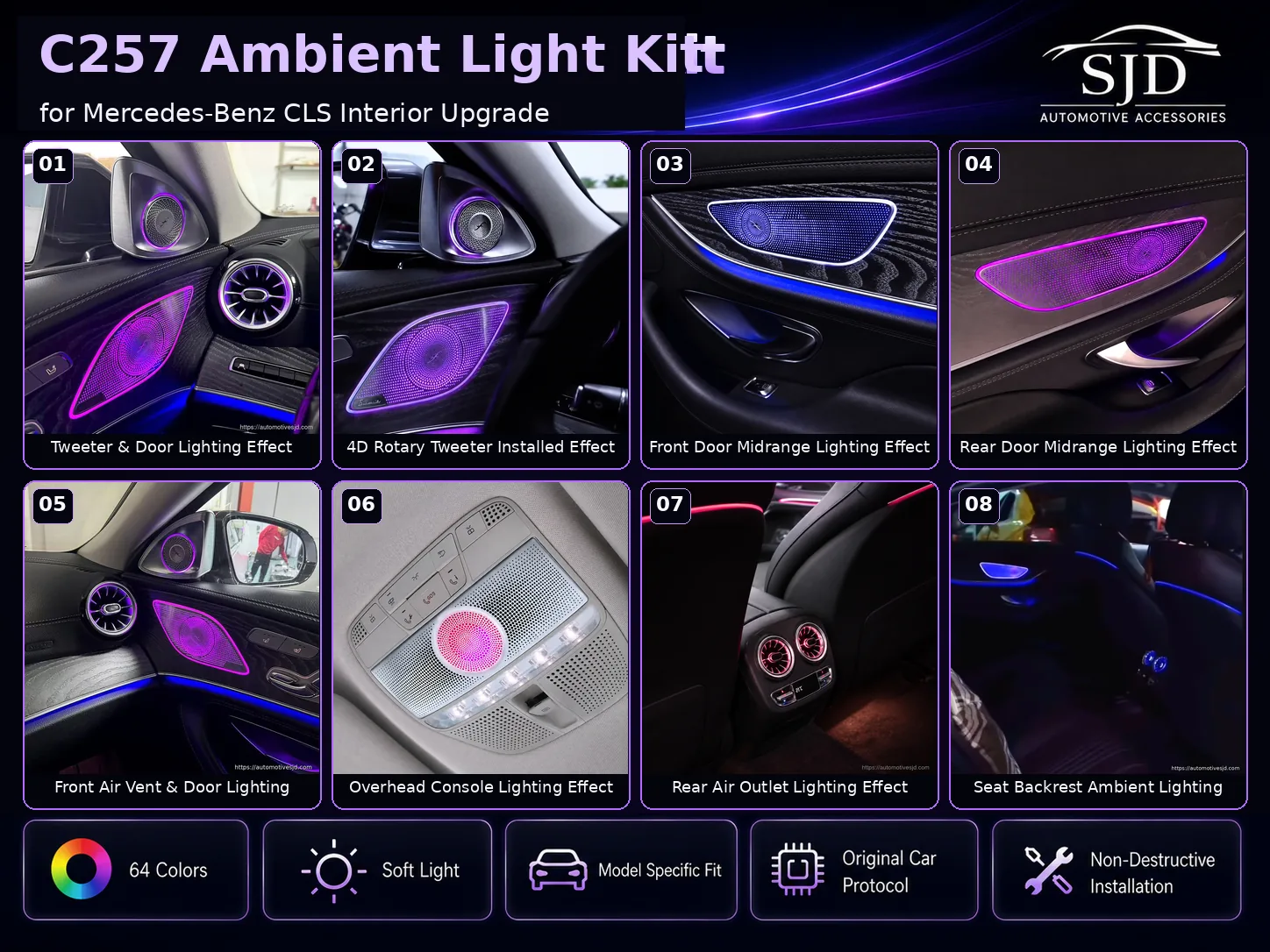 C257 CLS interior ambient lighting overview