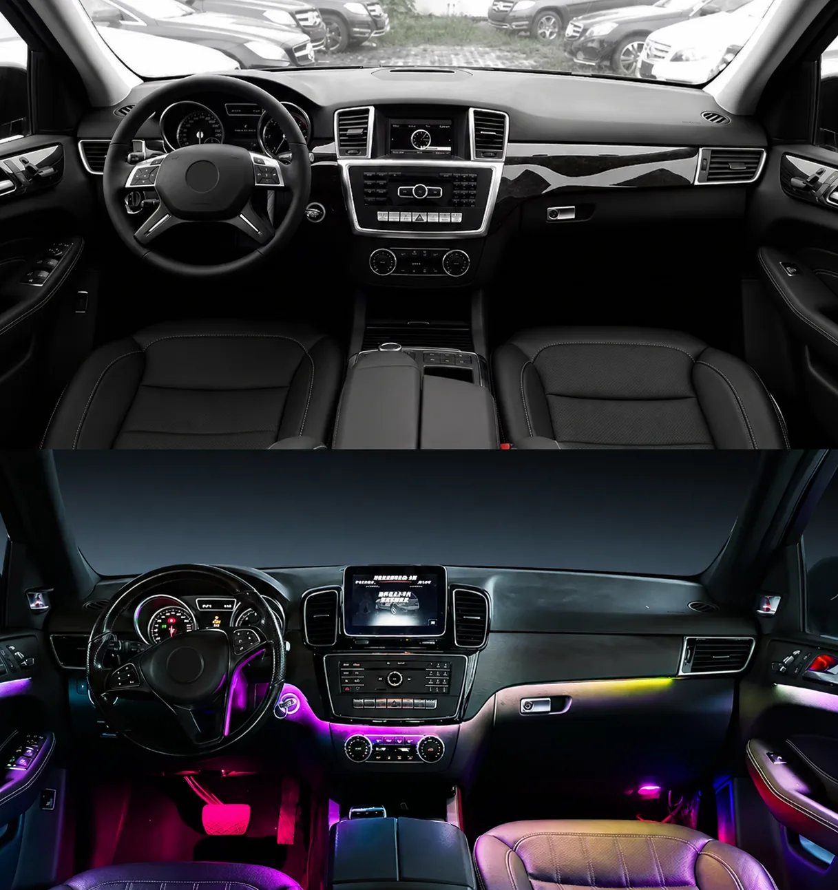 W166 GLE active ambient lighting installed effect