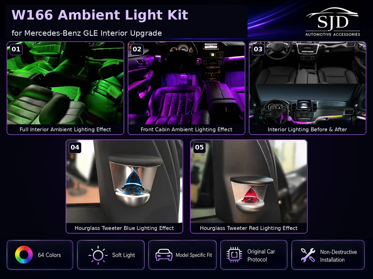 W166 GLE interior ambient lighting overview