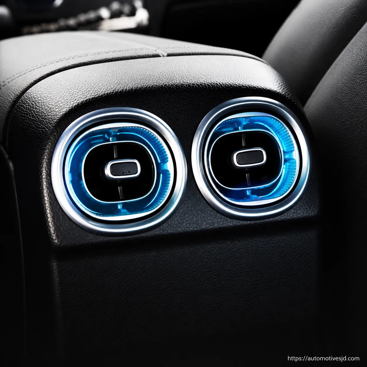 W206 C-Class illuminated rear turbine air outlets installed in the rear console