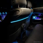 W206 C-Class front seat backrest ambient lighting effect viewed from the rear cabin
