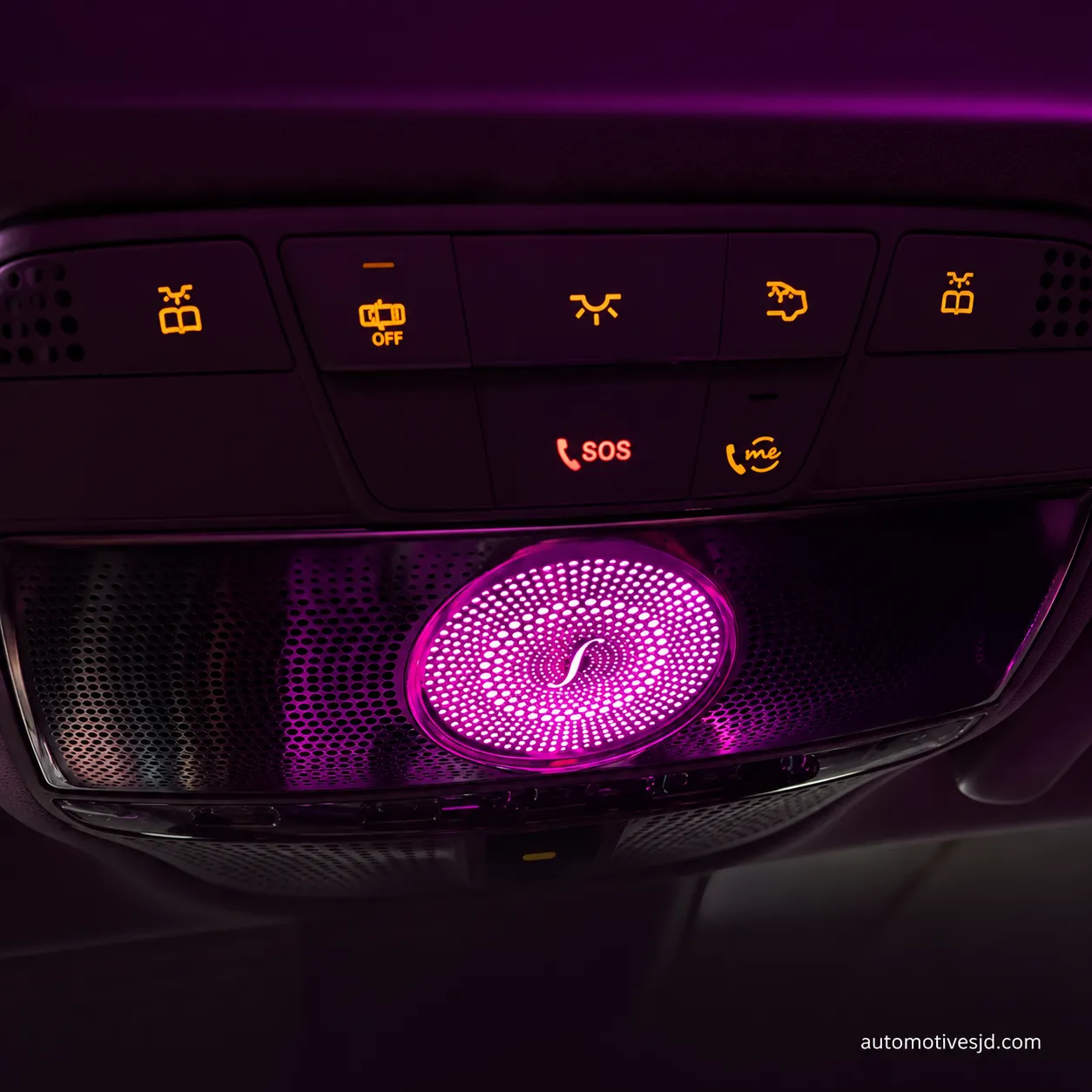 W213 E-Class illuminated overhead console reading light installed in the roof area