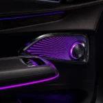 Illuminated rotating tweeters installed in the rear doors of a Mercedes-Benz E-Class W214