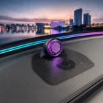 Music-synchronized rotating center speaker illuminated inside a Mercedes-Benz E-Class W214