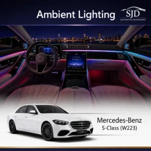 Ambient lighting, rotating tweeters, speaker covers, illuminated vents and interior trim upgrades for Mercedes-Benz S-Class W223