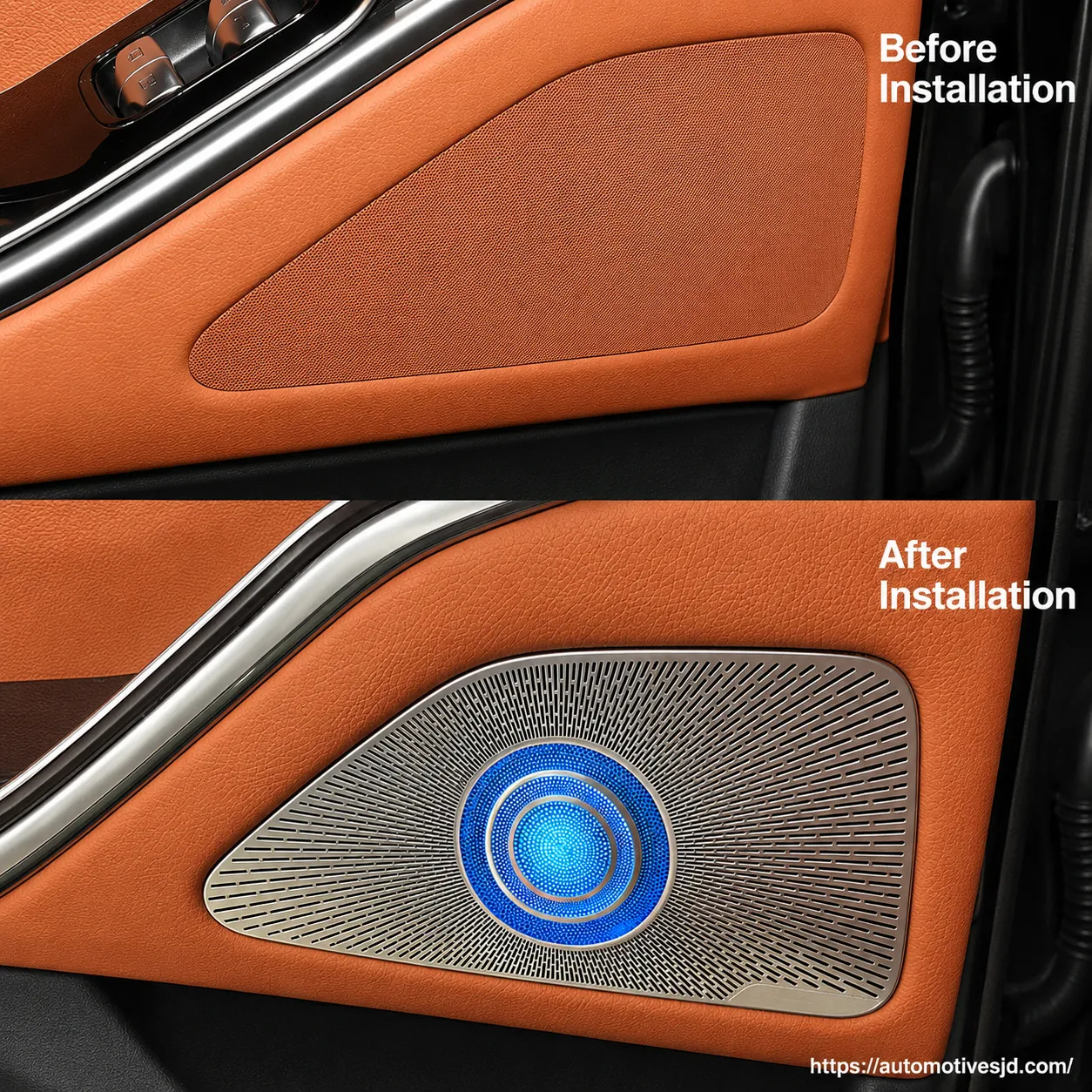 Four illuminated midrange speaker covers with wiring for Mercedes-Benz S-Class W223