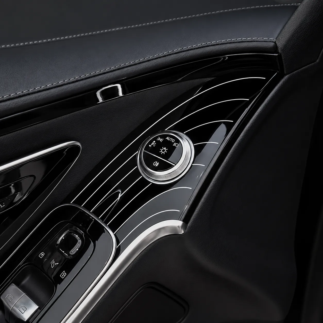 Semi-assembly brushed piano black interior trim panels for Mercedes-Benz S-Class W223