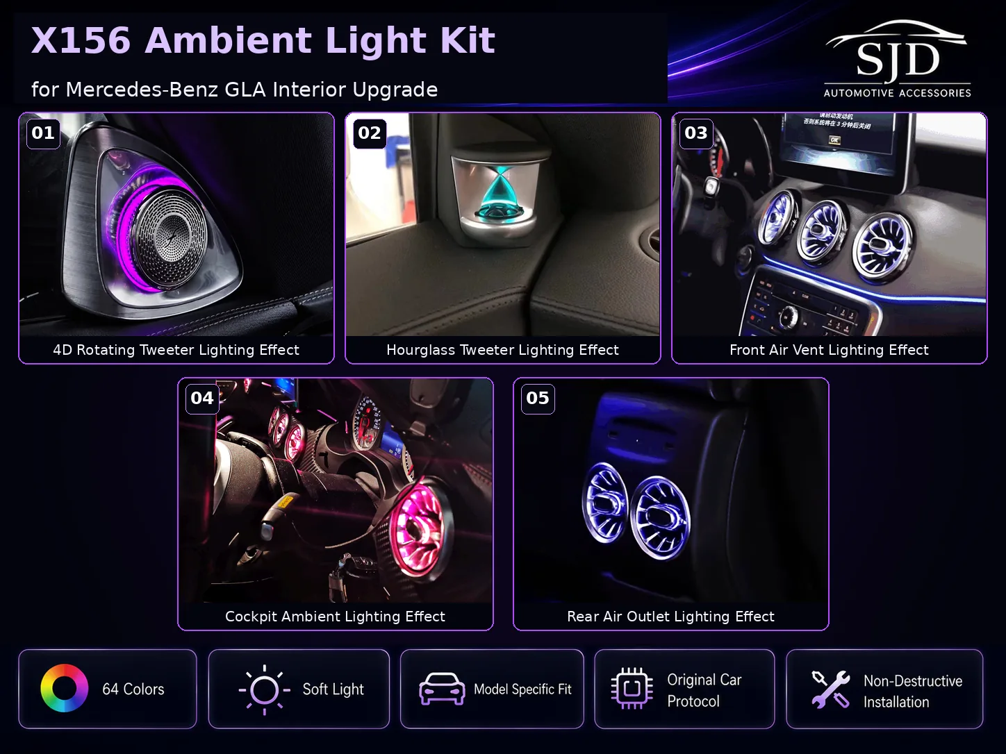 X156 GLA interior ambient lighting overview