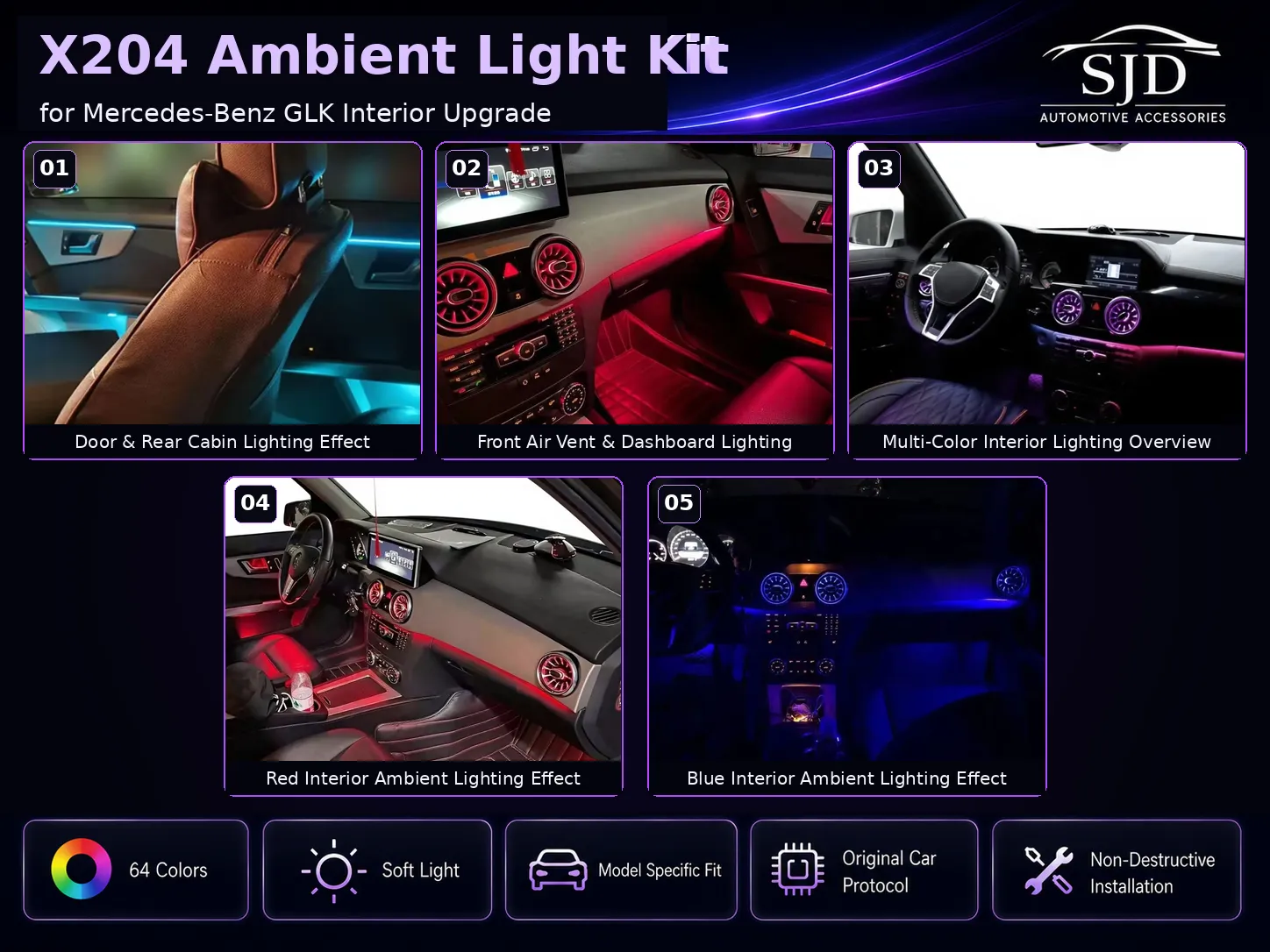 X204 GLK interior ambient lighting overview
