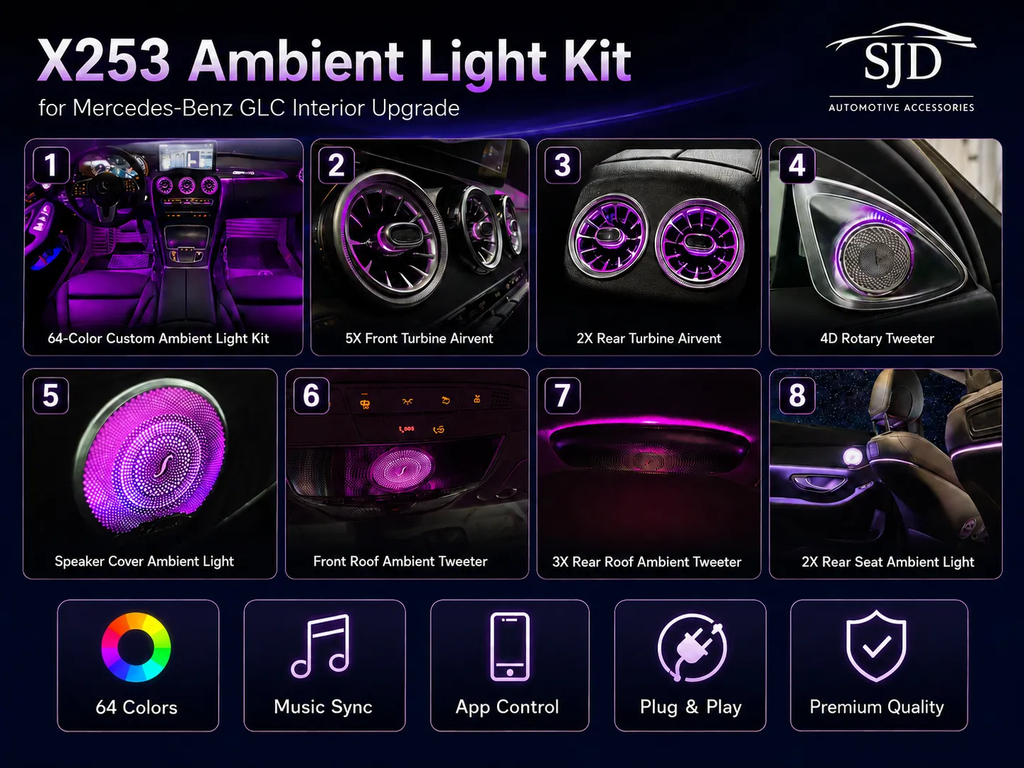 X253 GLC interior ambient lighting overview
