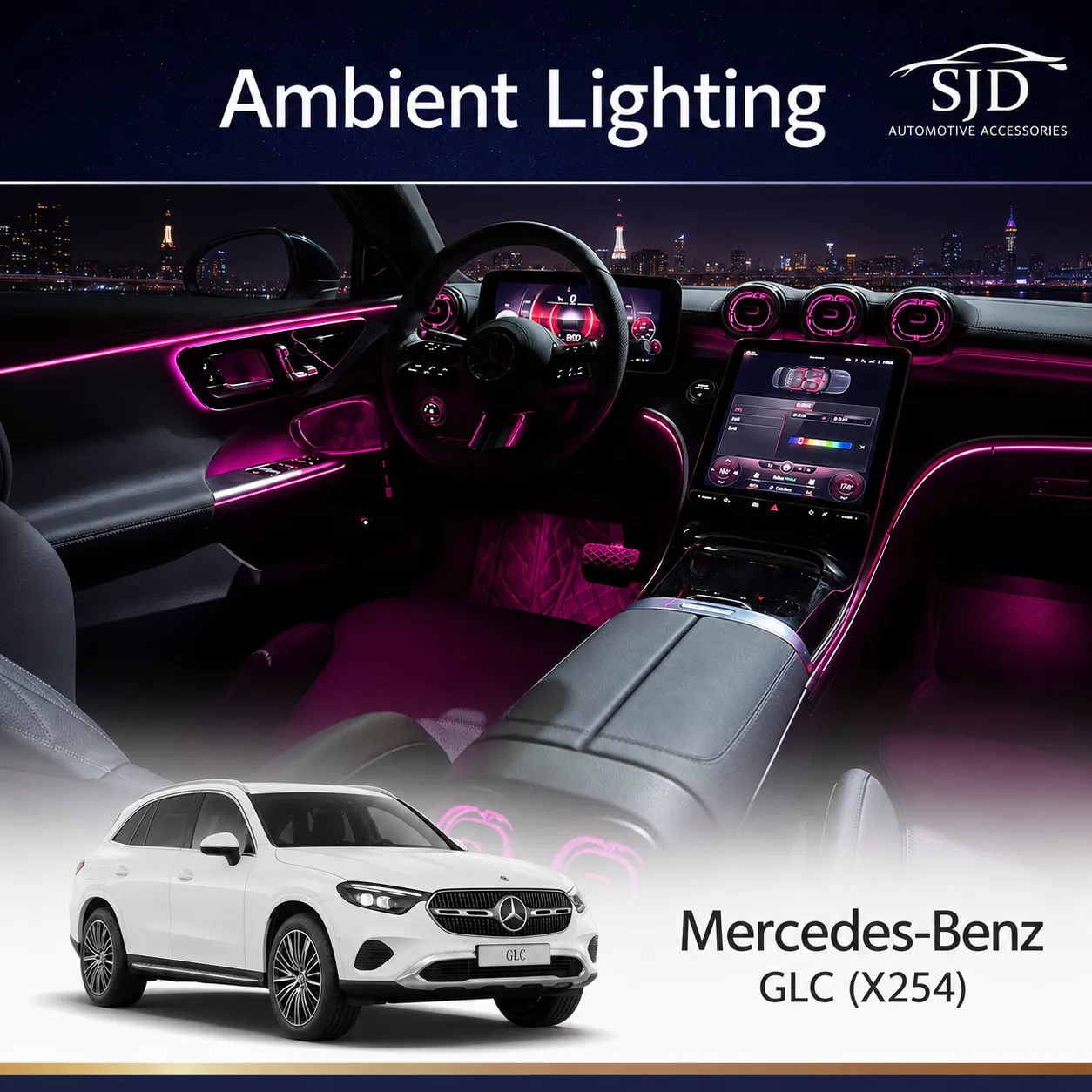X254 GLC-Class ambient lighting kit with illuminated vents, rotating speakers, speaker covers and interior upgrade options