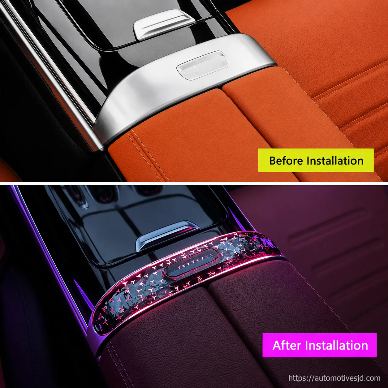 X254 GLC-Class crystal-style ambient light illuminated in the center console