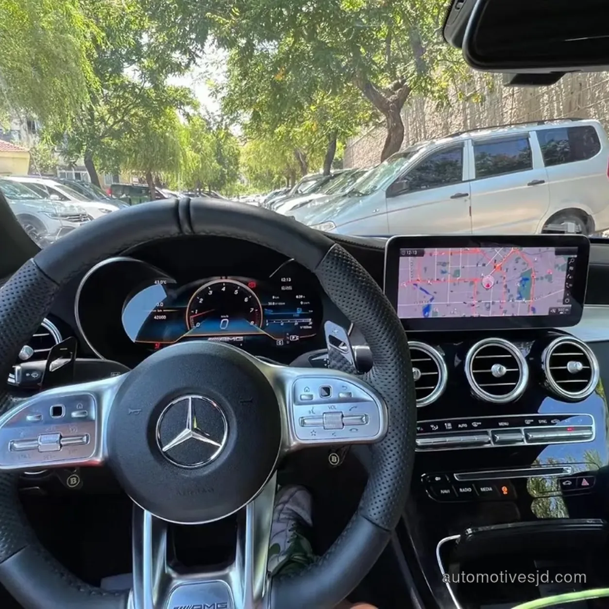 Mercedes-Benz C-Class W205 AMG digital instrument cluster and multimedia display installed in the vehicle