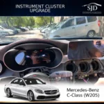 Mercedes-Benz C-Class W205 digital instrument cluster upgrade installed in the vehicle interior