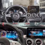 Mercedes-Benz C-Class W205 mechanical dashboard before and digital instrument cluster and multimedia display after upgrade