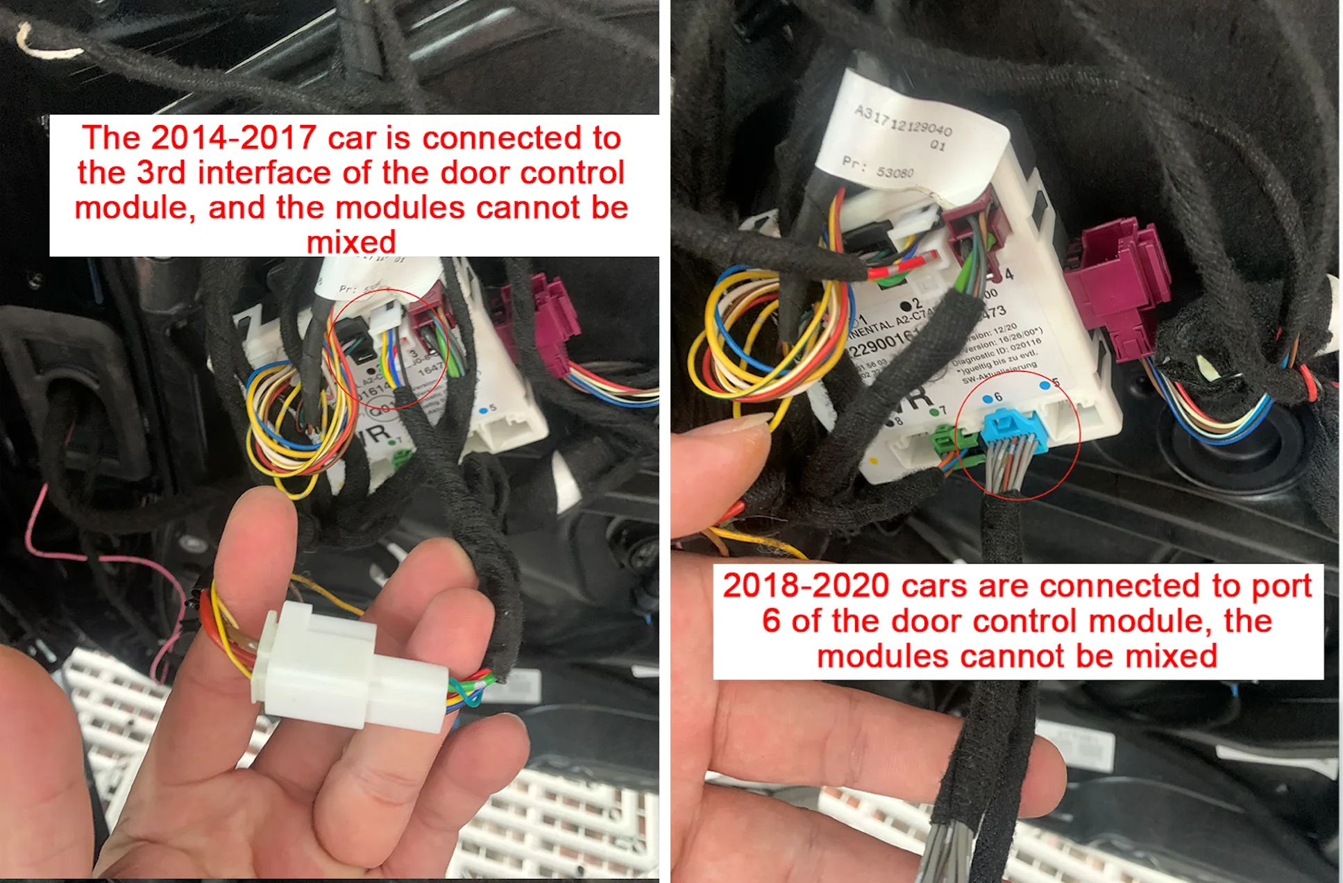 Mercedes W205 Door Control Module Wiring Comparison Port 3 vs Port 6